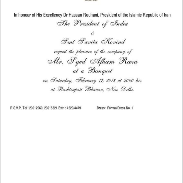 invitation of president of India